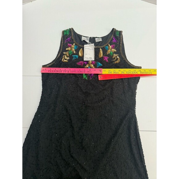 VTG Sequin Silk Dress Set Womens L Floral Blazer Cruise Holiday Formal Y2K NWT - Picture 14 of 16